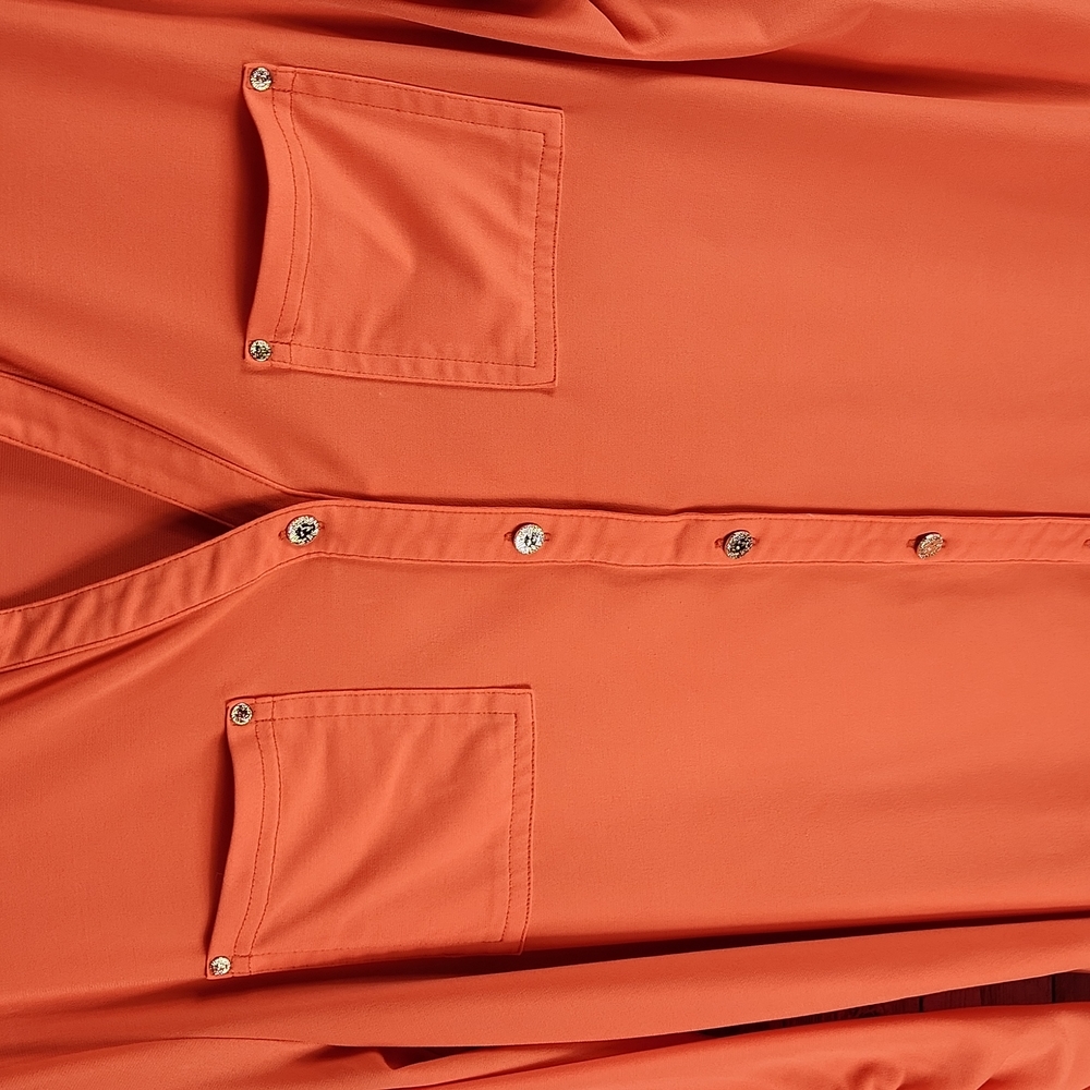 Anne klein, Women's orange top. Gold hardware on the opening of the collar. - Picture 4 of 10